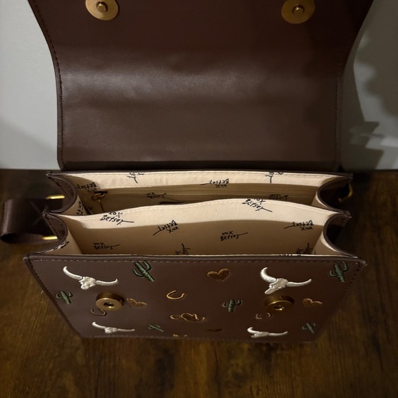 NWT Betsey Johnson Western Cowboy Skull Cactus Heart Satchel Crossbody Bag Purse - Picture 8 of 9